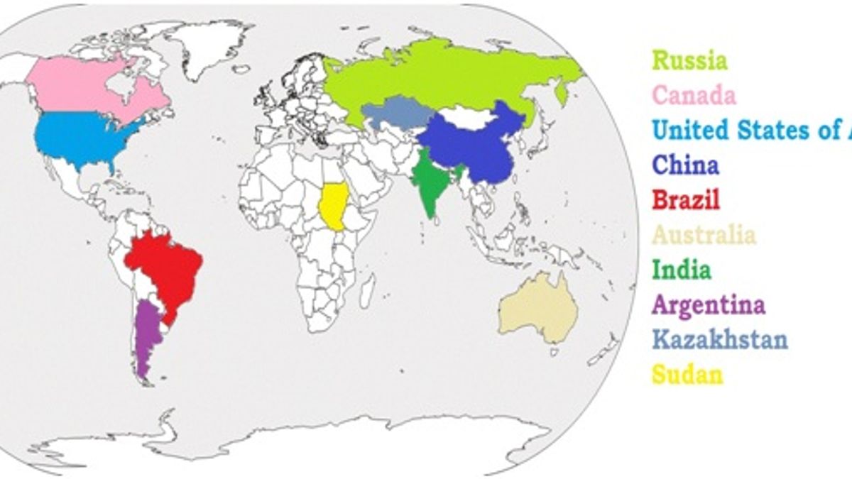 top 10 in the world biggest country